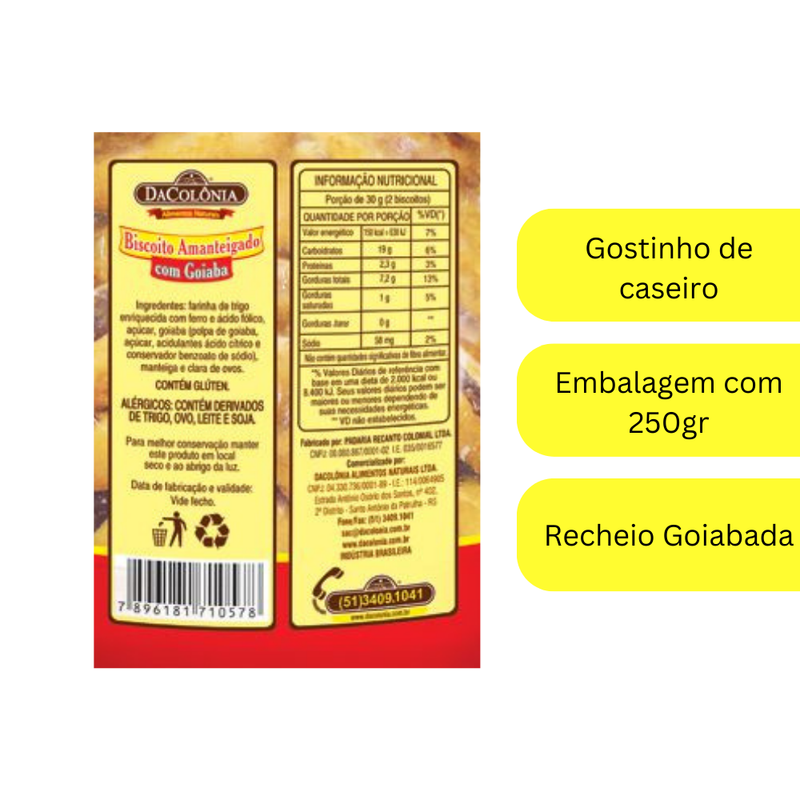 Bisc.amanteigado C/ Goiaba DaColônia 250g