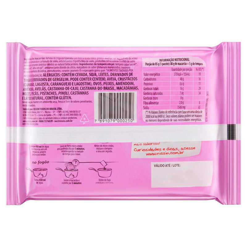 MACARRÃO INSTANTÂNEO NISSIN LAMEN BACON 85G - 6UN