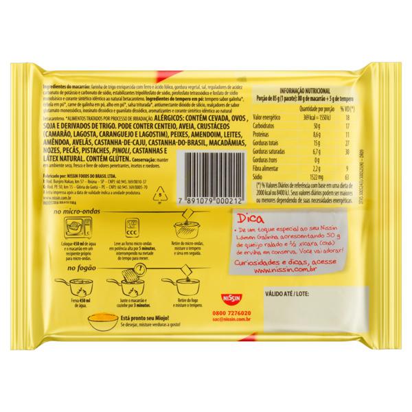 MACARRÃO INSTANTÂNEO NISSIN LAMEN GALINHA 85G - 6UN