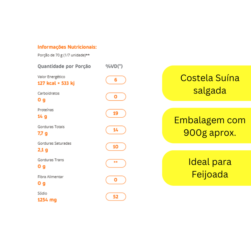 Costela Suína Salgada Porcionada Aurora 900g