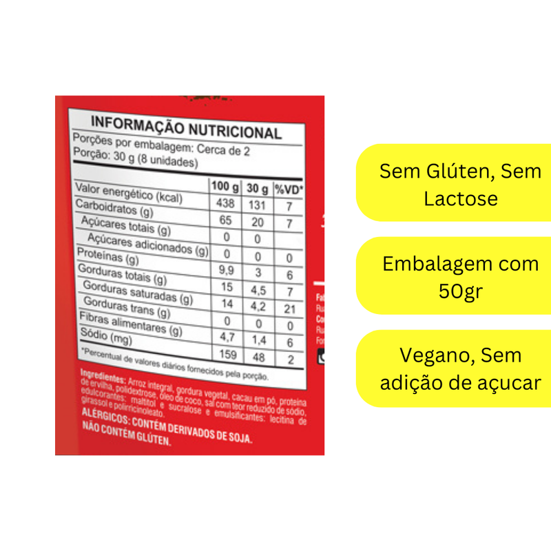 Biscoito De Arroz C/chocolate Zero 50g DACOLÔNIA