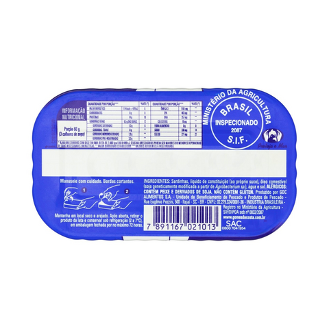 Sardinha com Óleo Gomes da Costa Lata 125g