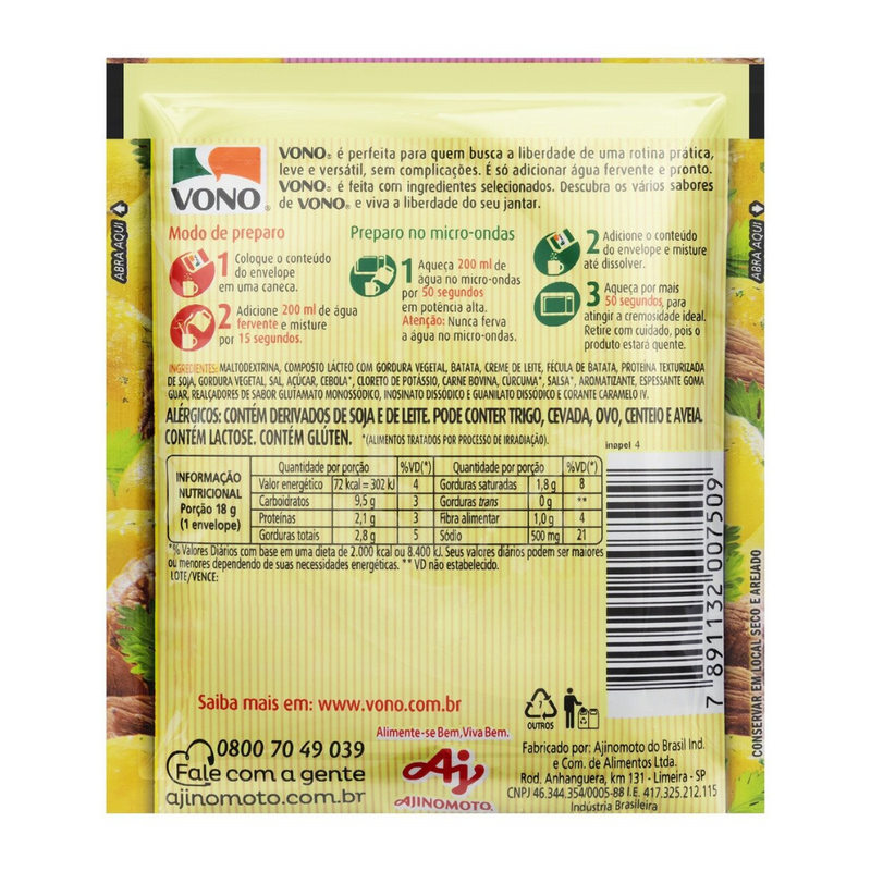 Sopa Vono Batata com Carne Pacote com 18g