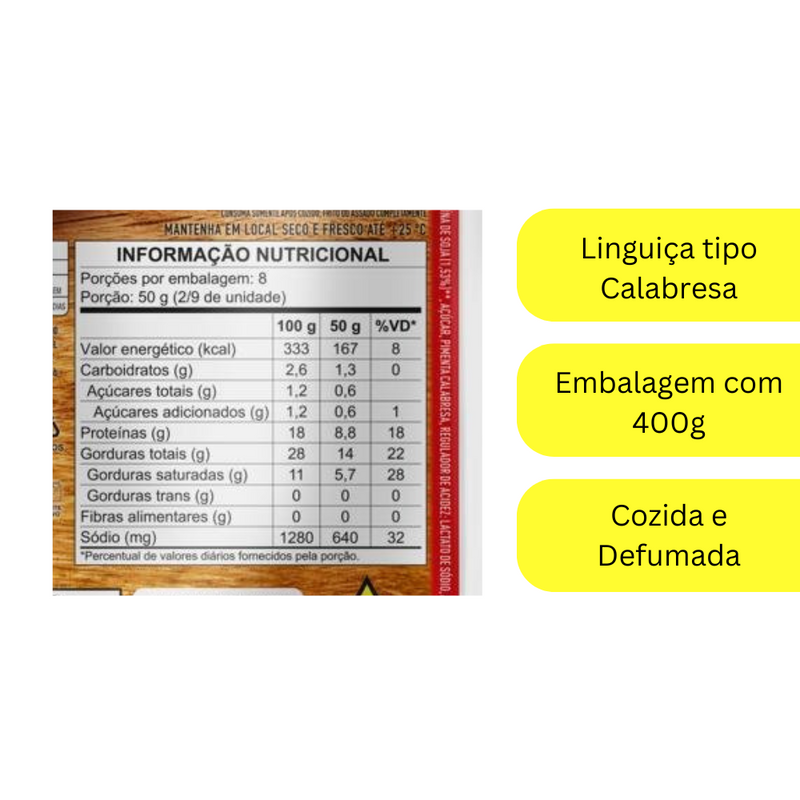 Linguiça Calabresa Defumada Cozida Perdigão 400gr