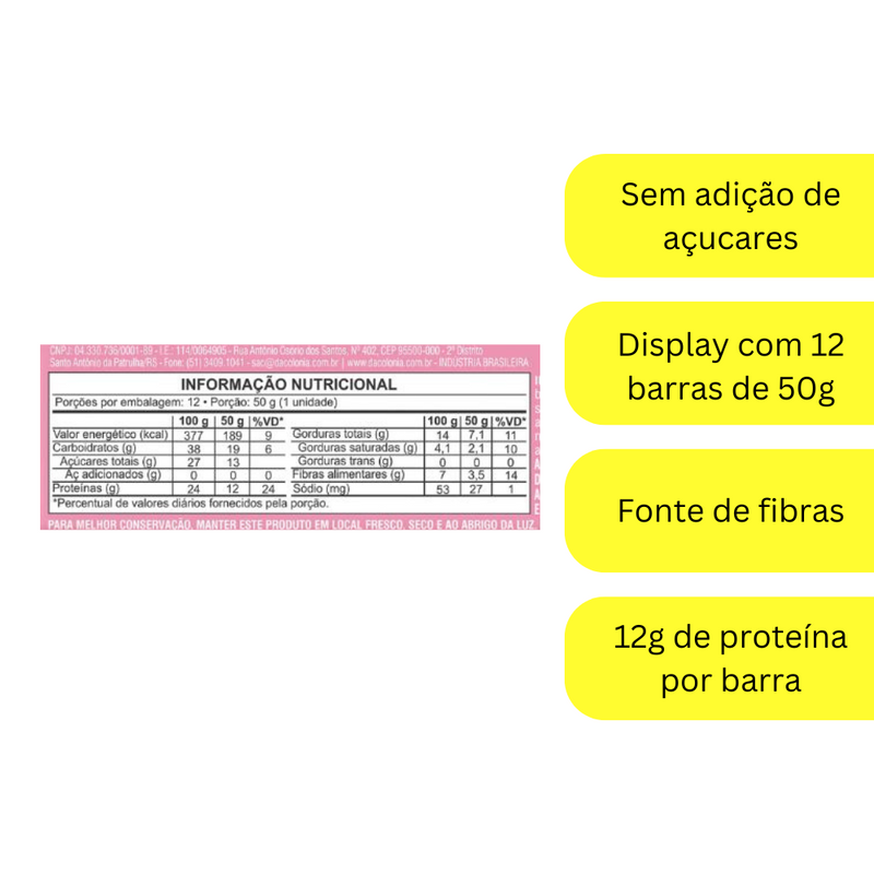 KIT 3 Barra Dacopro Protein Morango/choco DaColônia 50g