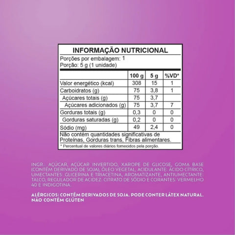 Chiclete Bubbaloo Uva 300g Caixa 60un - Bubbaloo