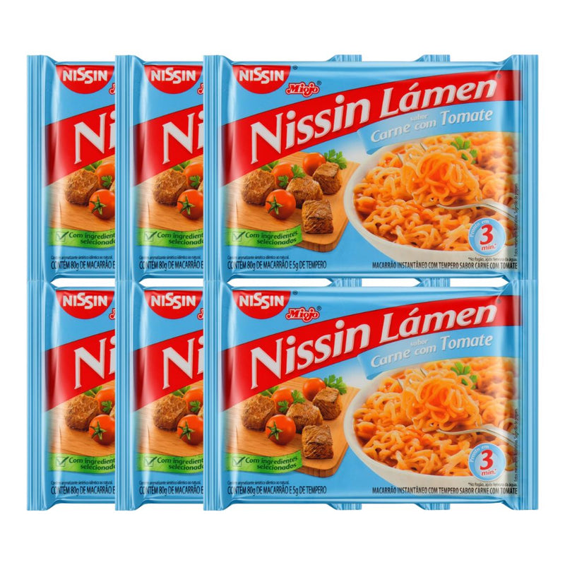 MACARRÃO INSTANTÂNEO NISSIN LAMEN CARNE C/ TOMATE 85G - 6UN