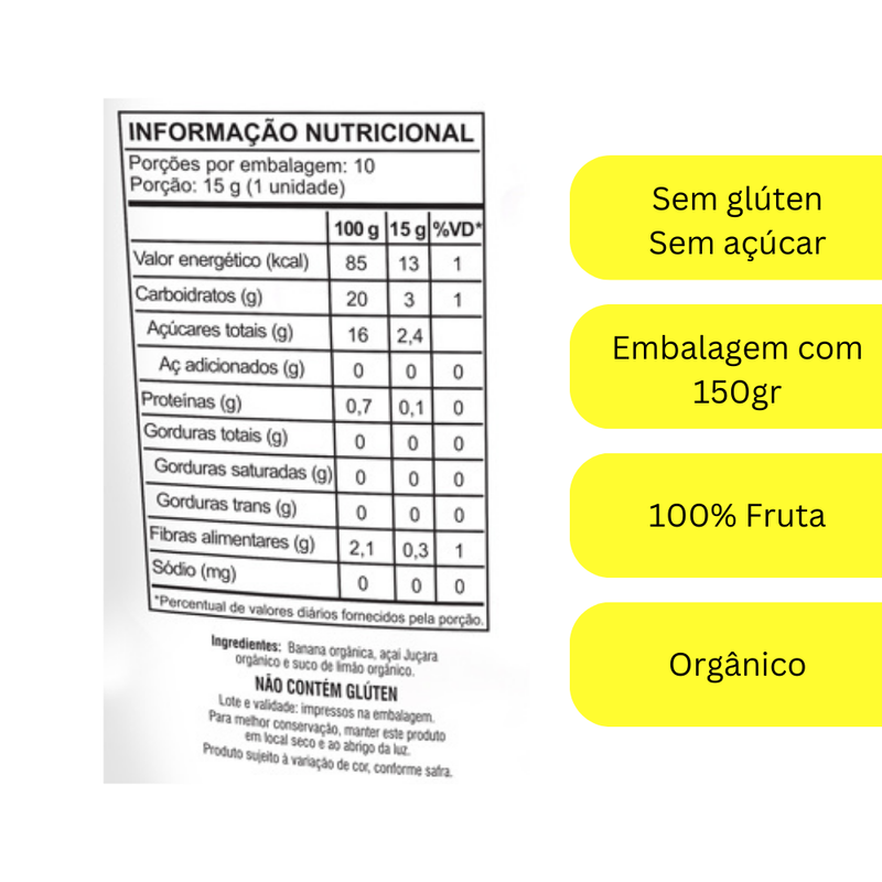 Barrinha De Banana Com Acai Zero DaColônia 150g