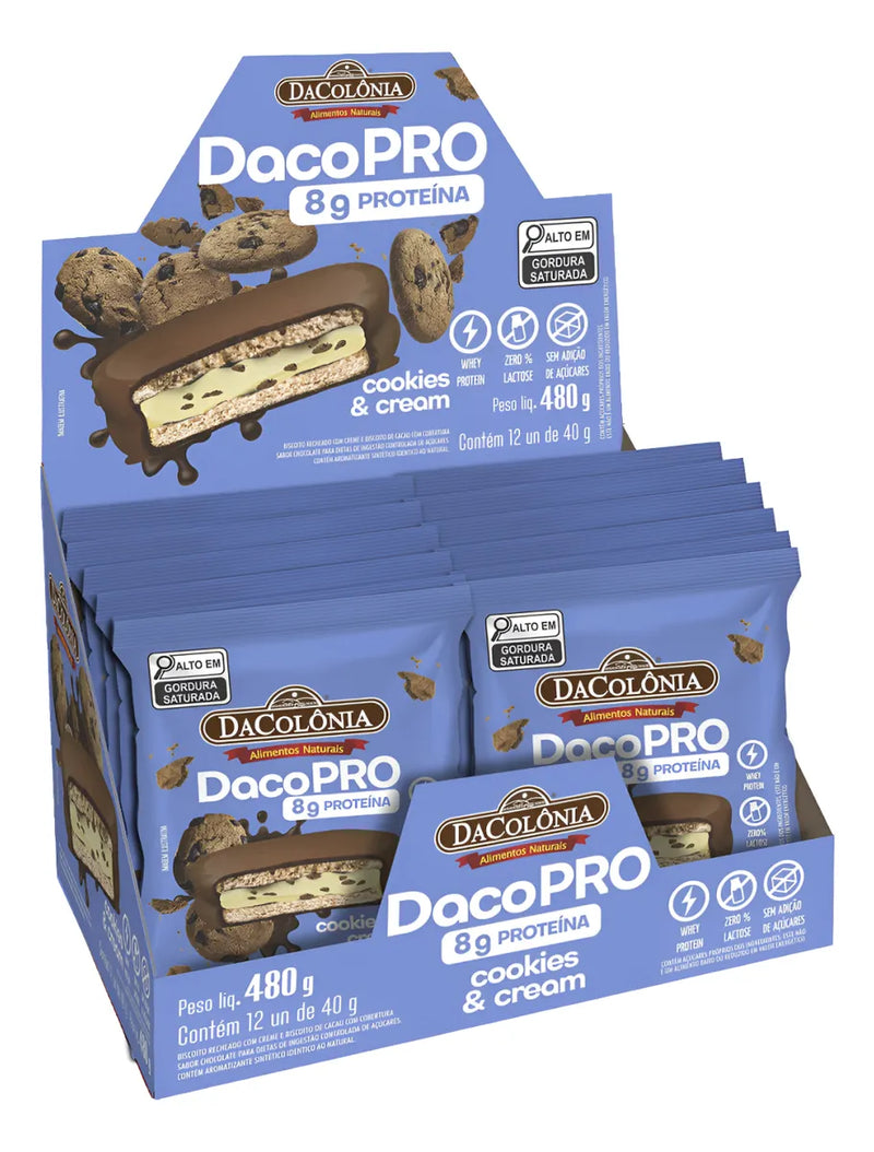 DACOPRO ALFAJOR PROTEIN COOKIES & CREAM 480G - DACOLÔNIA