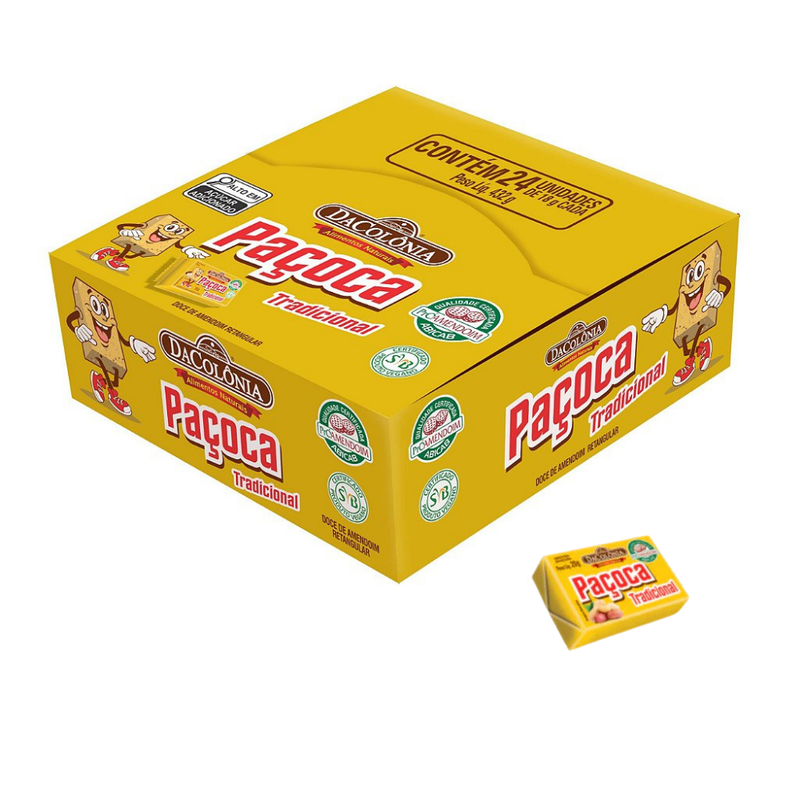 Pacoca Retangular Tradicional Display DaColônia (24un De 18gr)