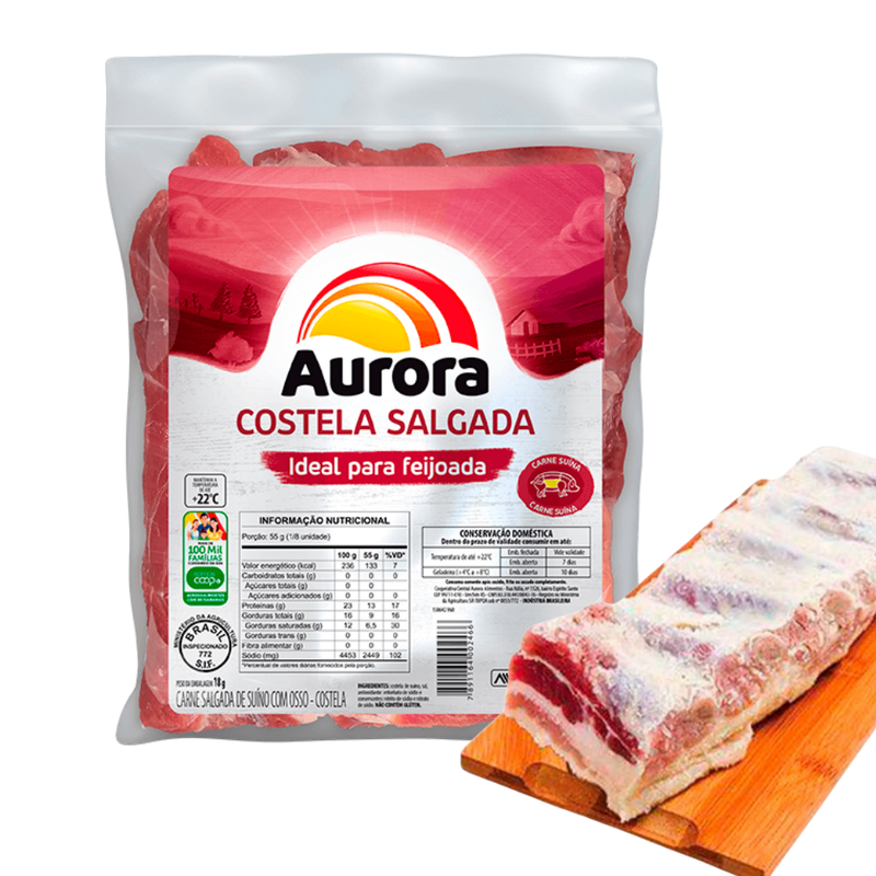Costela Suína Salgada Porcionada Aurora 900g