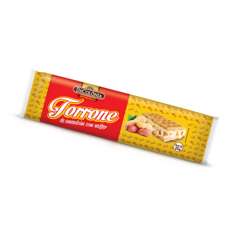 TORRONE DE AMENDOIM C/WAFFER 25G - DACOLÔNIA