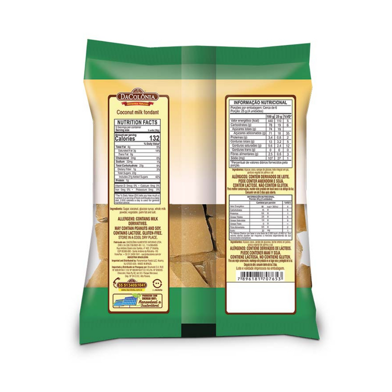 Rapadurinha De Leite C/coco DaColônia 160g Fondant