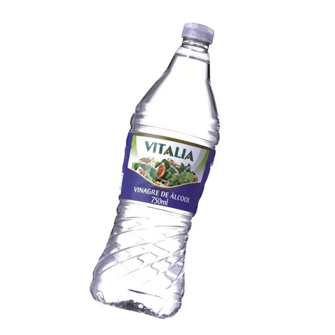 Vinagre de Álcool Vitalia 750ml em ângulo - garrafa PET transparente