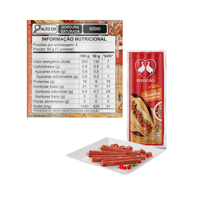 Linguiça Mista Cozida e Defumada Fininha Perdigão 215g
