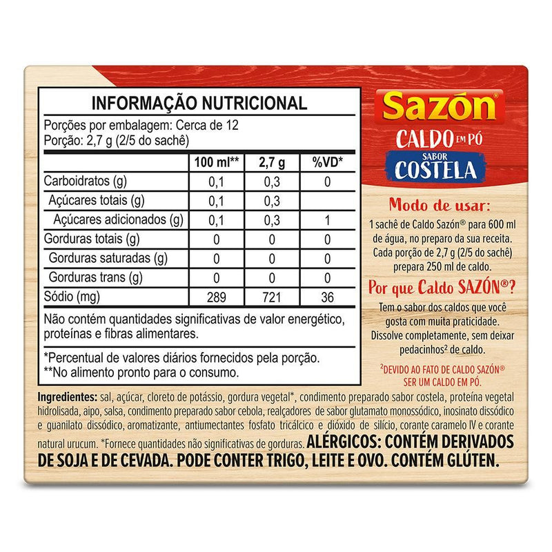 Caldo Em Pó Costela Sazón 32,5 G