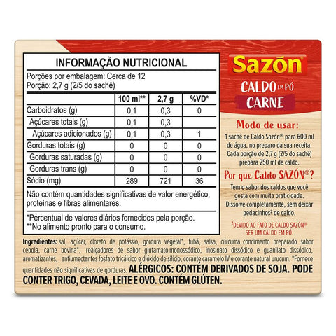Caldo Em Pó Carne Sazón 32,5g
