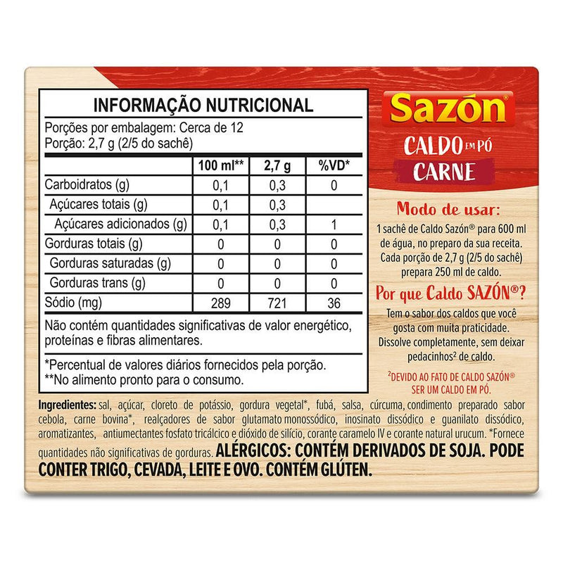 Caldo Em Pó Carne Sazón 32,5 G