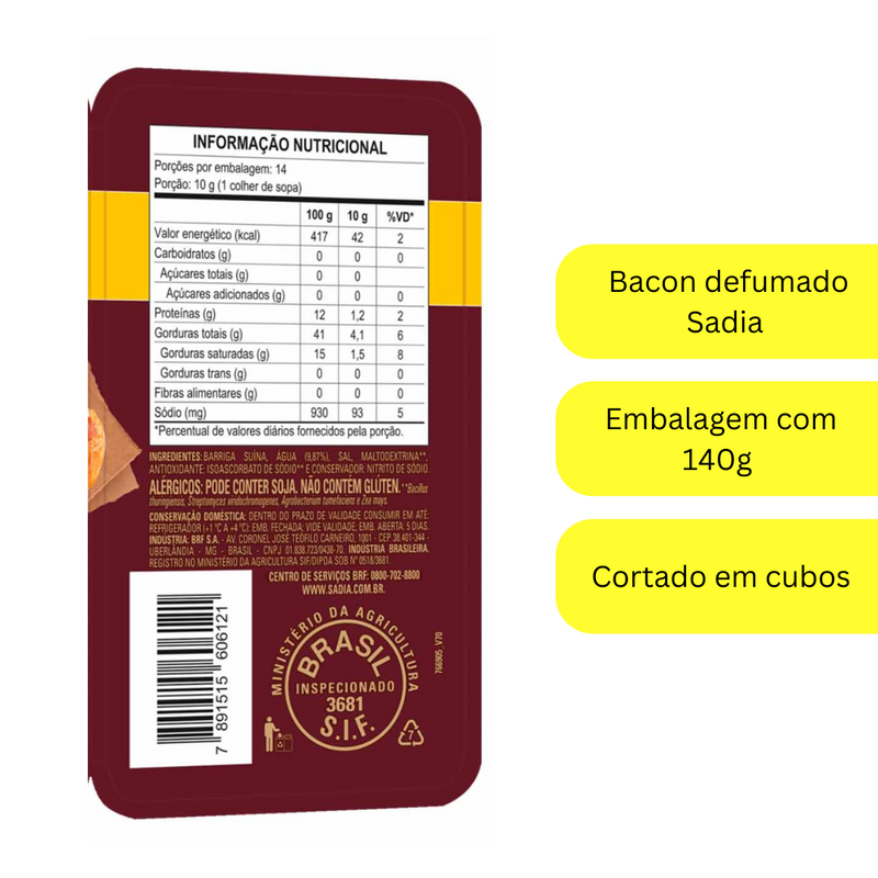 BACON EM CUBOS SADIA 140g