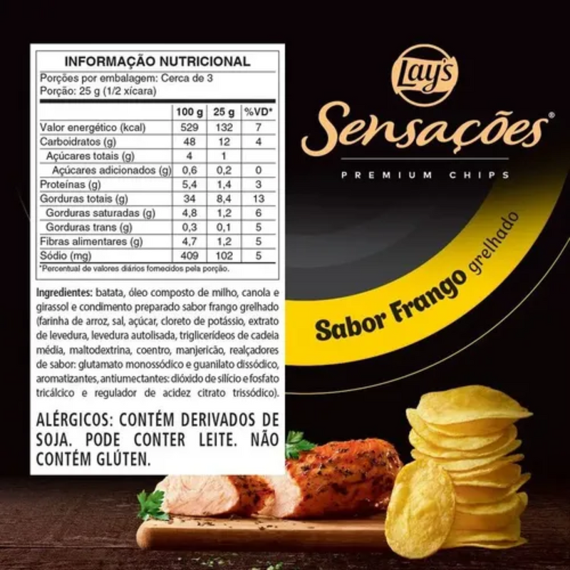 Batata Frita Lisa Sabor Frango Grelhado Sensações 70g Lay's