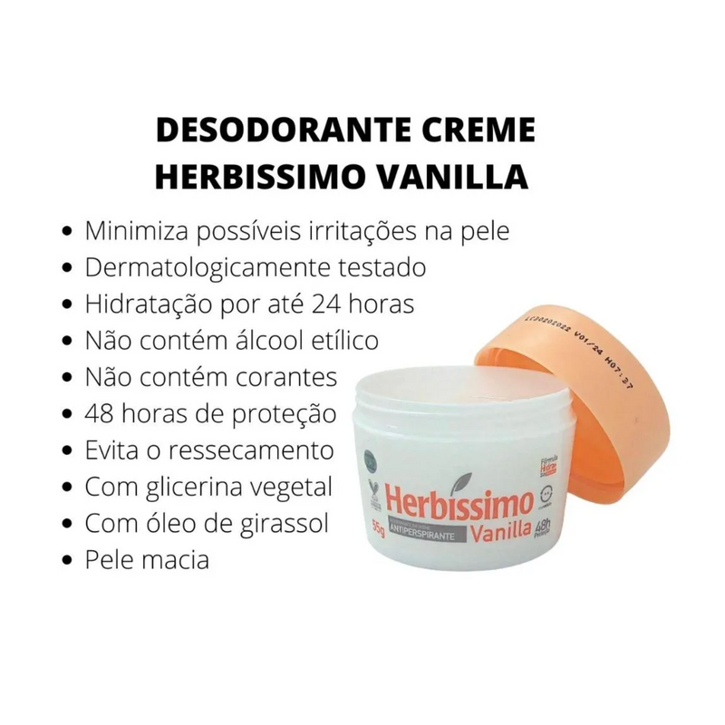 Creme  Desodorante Vanilla Herbissimo 55G
