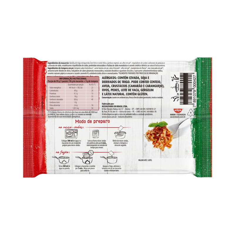 MACARRÃO INSTANTÊNEO NISSIN TALHARIN BOLONHESA 99 GR
