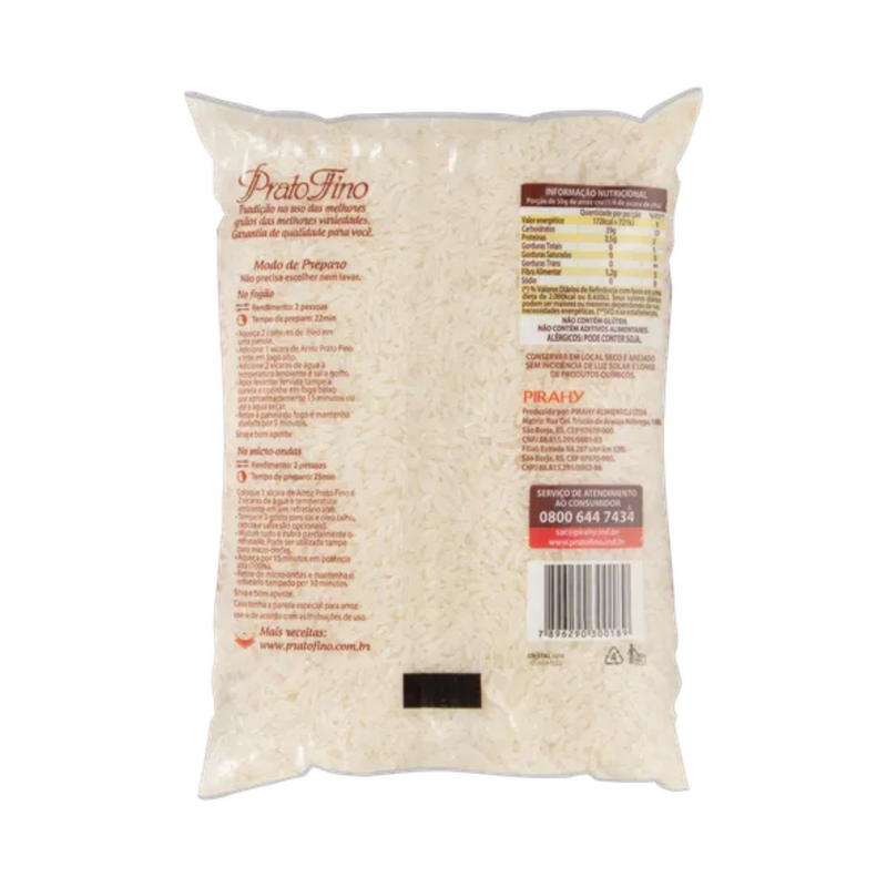 Arroz Branco Prato Fino Tipo 1 Pacote 1kg