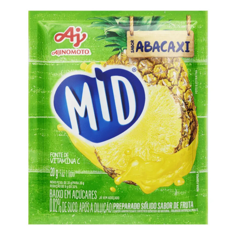 Refresco em Pó Mid Envelope com 20g - Abacaxi - 3UN