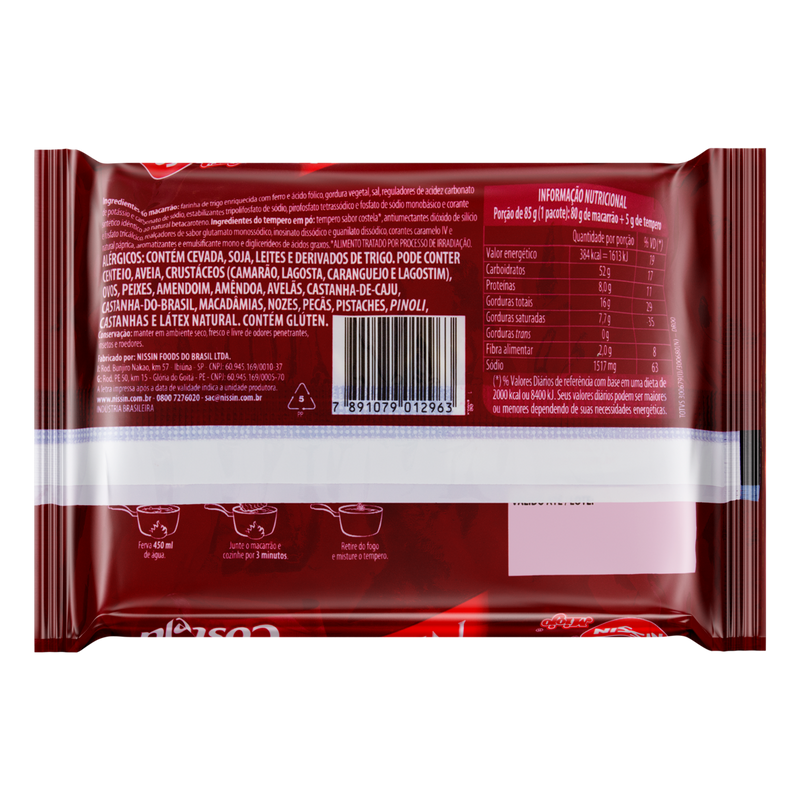 MACARRÃO INSTANTÂNEO NISSIN LAMEN COSTELA 85G - 6UN
