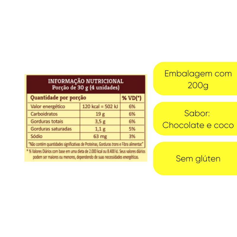 Biscoito Fino Dueto Choc. E Coco 200g Vale D'ouro