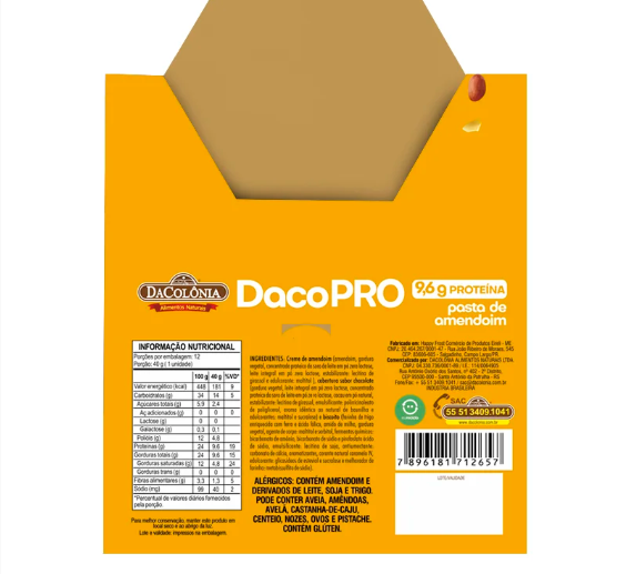 DACOPRO ALFAJOR PROTEIN CREME DE AMENDOIM 480G  - DACOLÔNIA