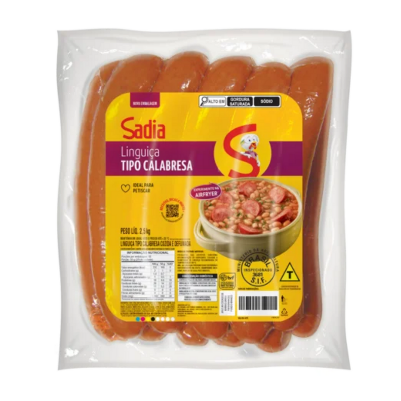 Linguiça Tipo Calabresa Cozida E Defumada 2,5kg Sadia