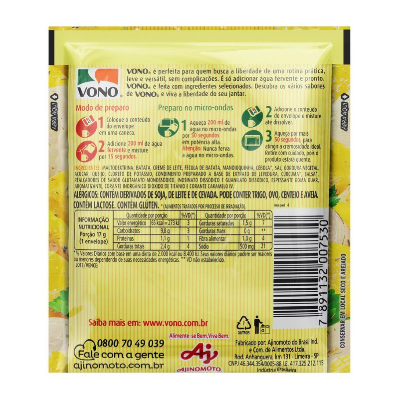 Sopa Vono  Mandioquinha com Cebola e Salsa Pacote 18g
